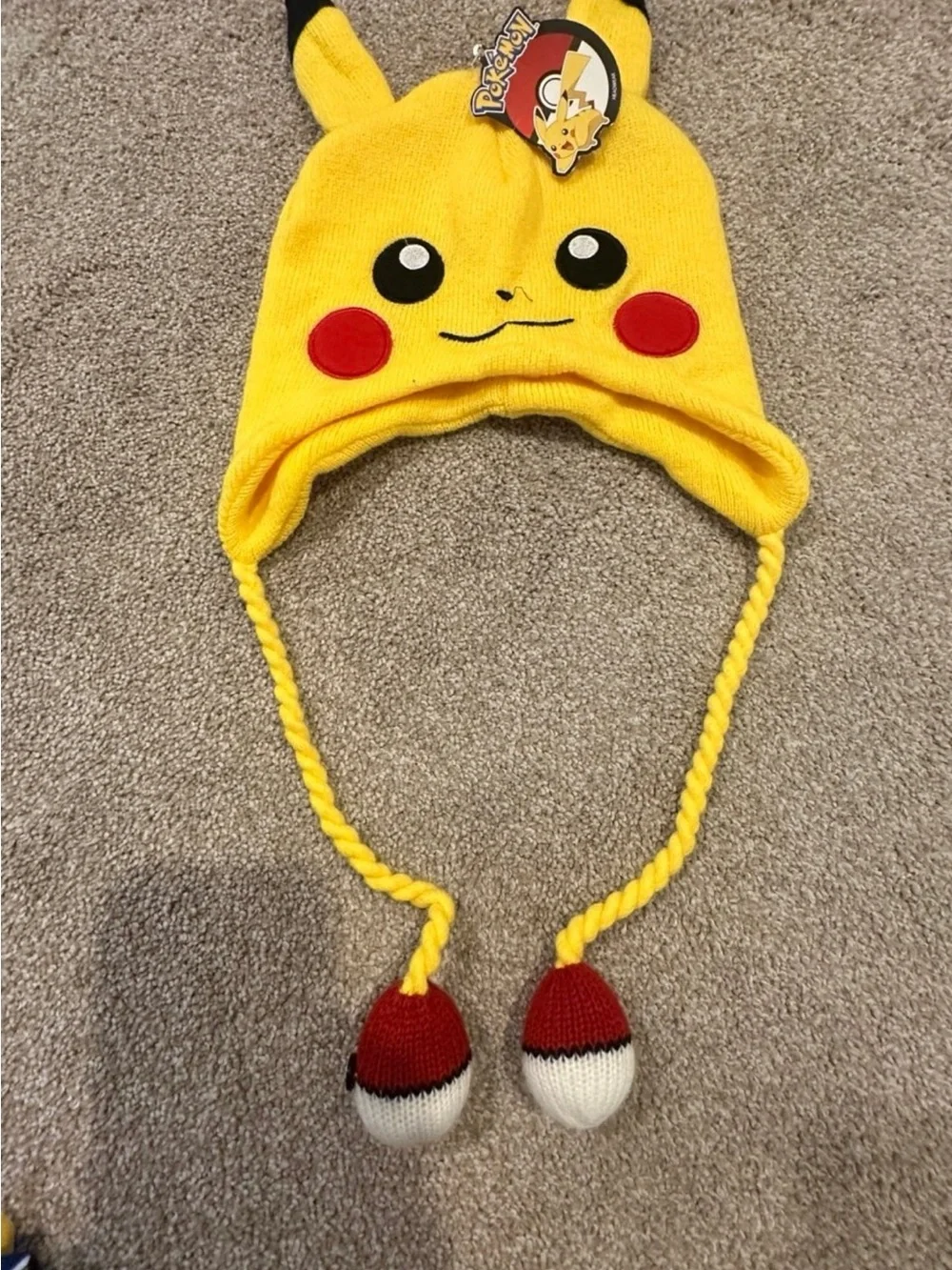 Pikachu Navy and Yellow Fleece Kids One-Piece Hooded Pajamas and Beanie set